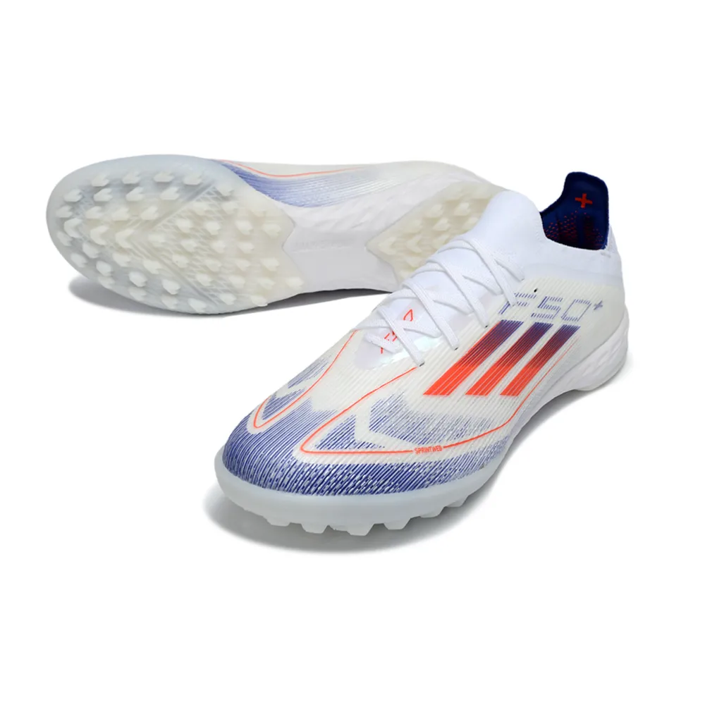 Chuteira Society Adidas F50 TF Branco, Laranja e Azul