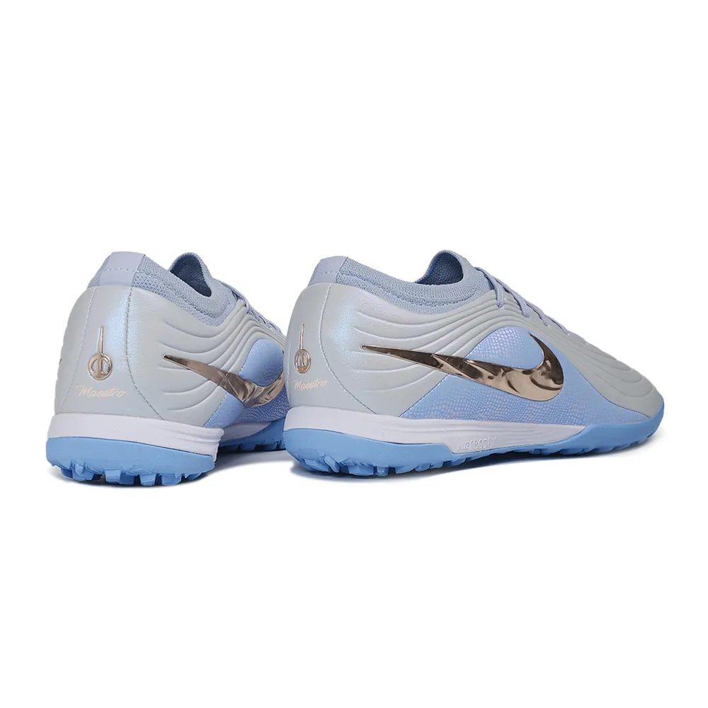 Chuteira Society Nike Tiempo Maestro TF Azul e Dourado - Showtime Pack