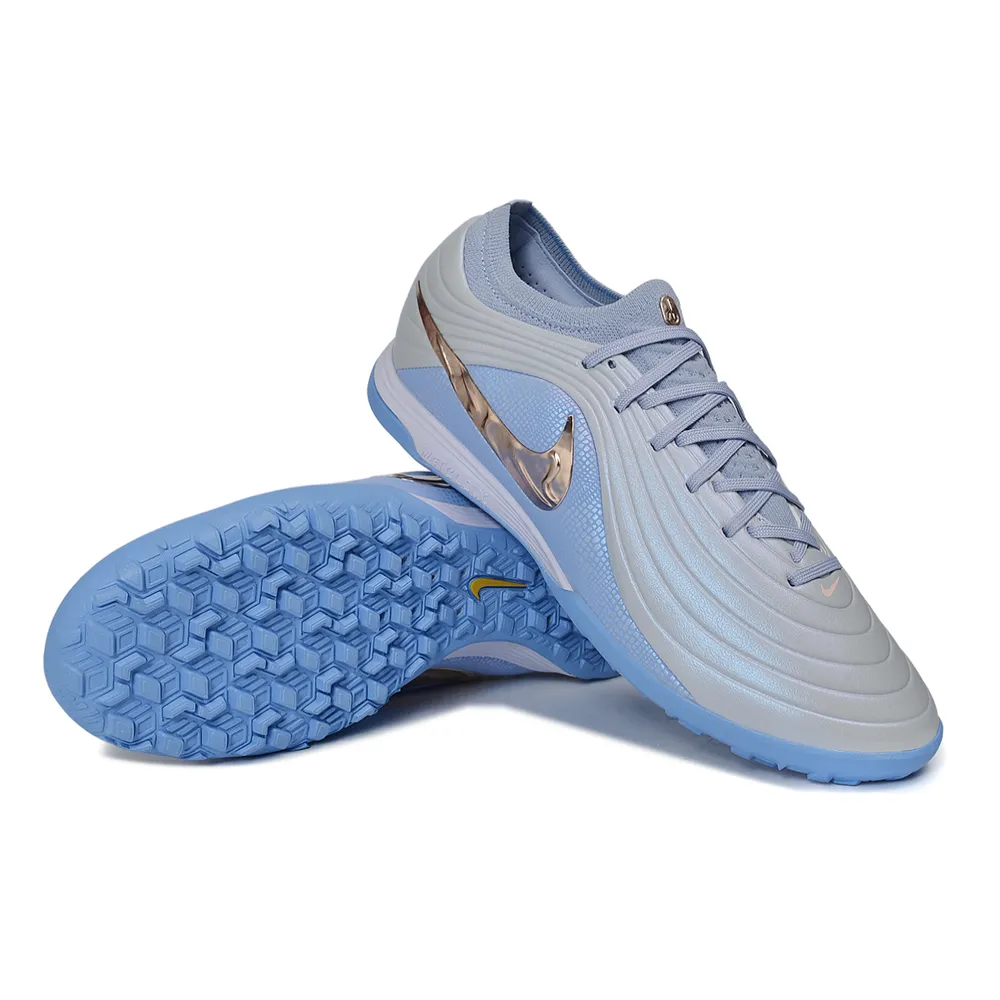Chuteira Society Nike Tiempo Maestro TF Azul e Dourado - Showtime Pack