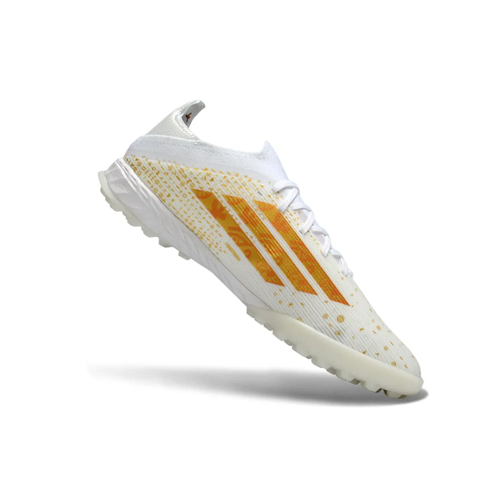 Chuteira Society Adidas F50 TF Branco e Dourado