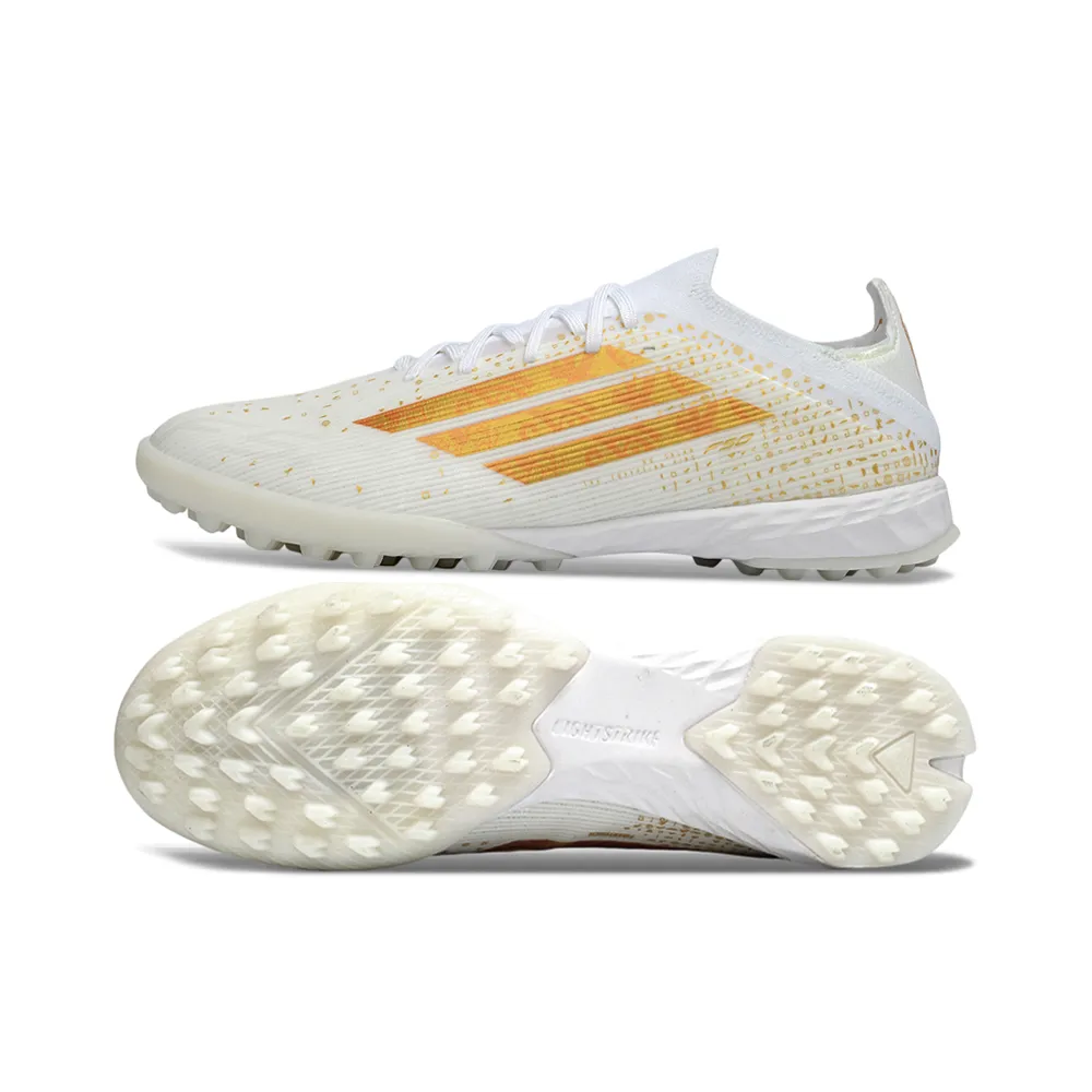 Chuteira Society Adidas F50 TF Branco e Dourado