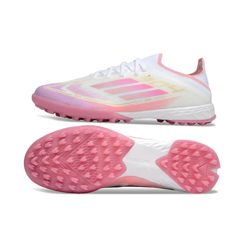 Chuteira Society Adidas F50 TF Branco e Rosa