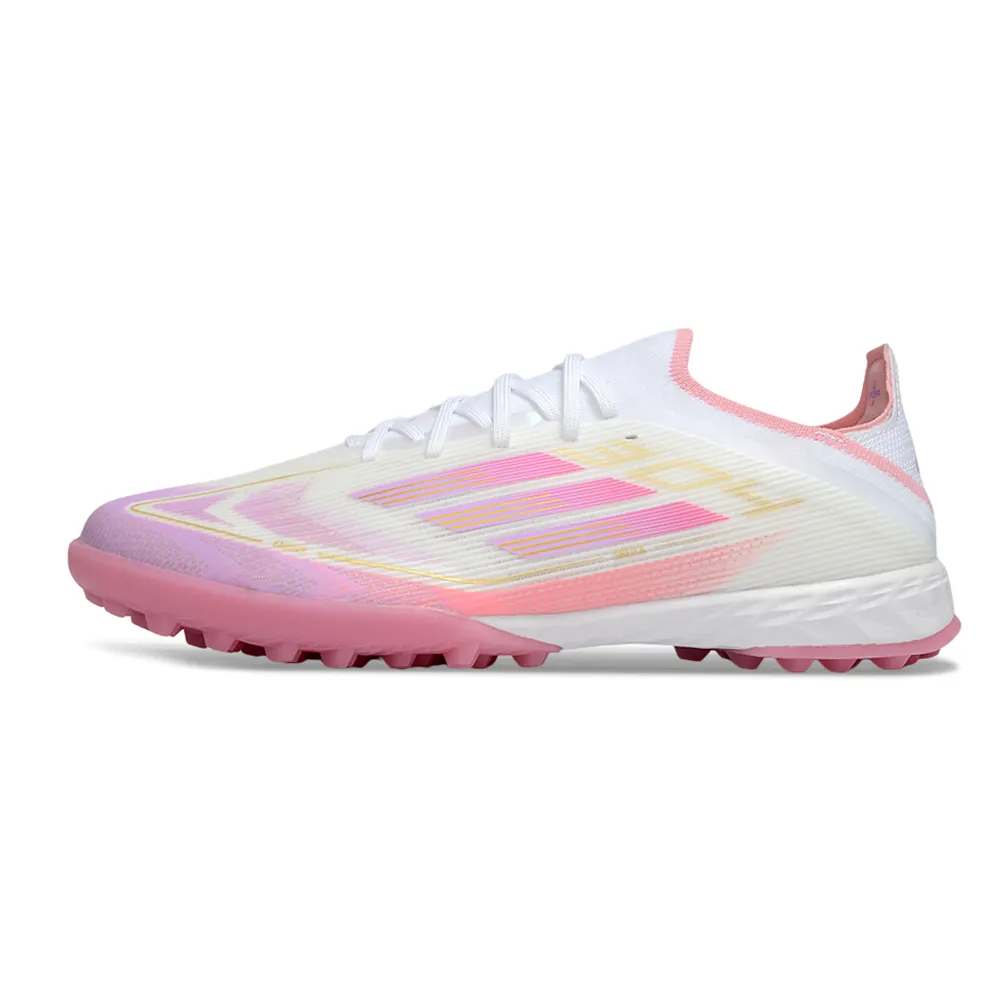 Chuteira Society Adidas F50 TF Branco e Rosa