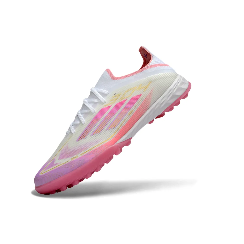 Chuteira Society Adidas F50 TF Branco e Rosa