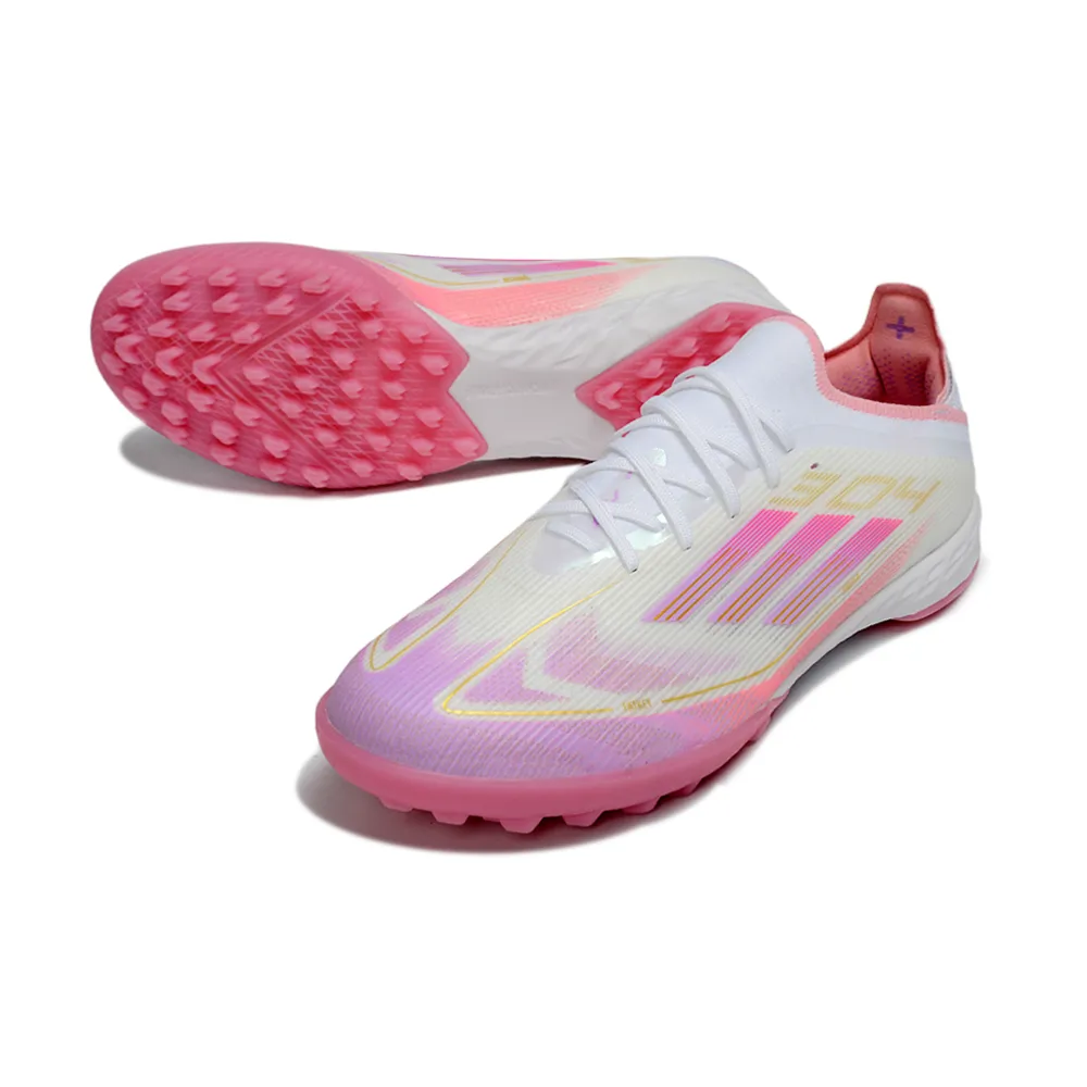 Chuteira Society Adidas F50 TF Branco e Rosa
