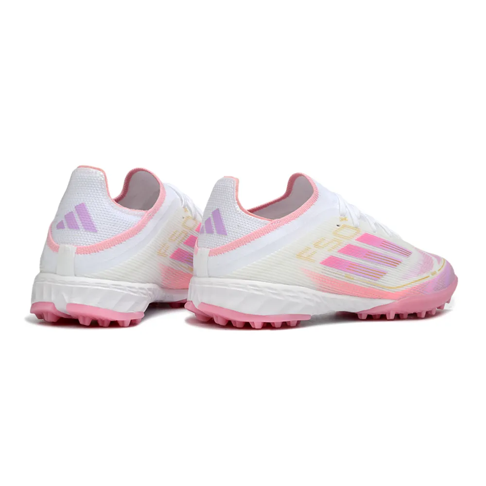 Chuteira Society Adidas F50 TF Branco e Rosa