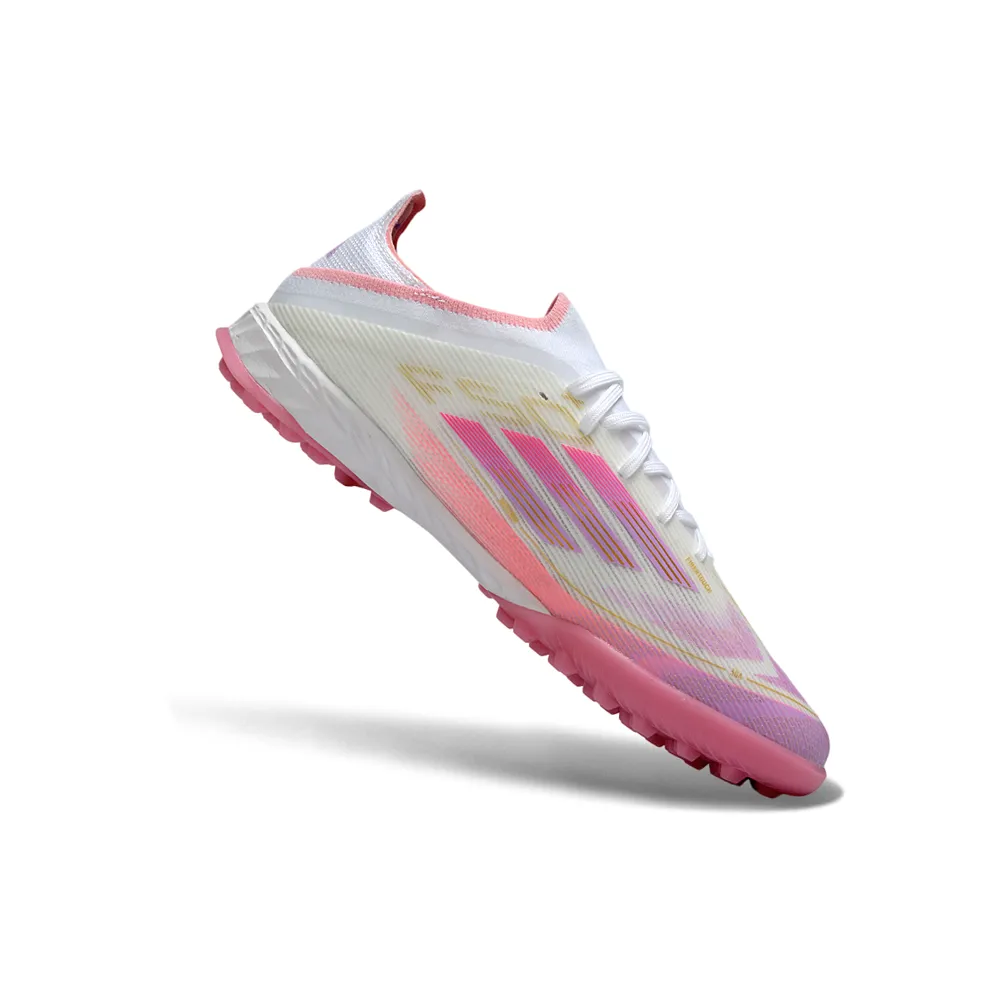 Chuteira Society Adidas F50 TF Branco e Rosa