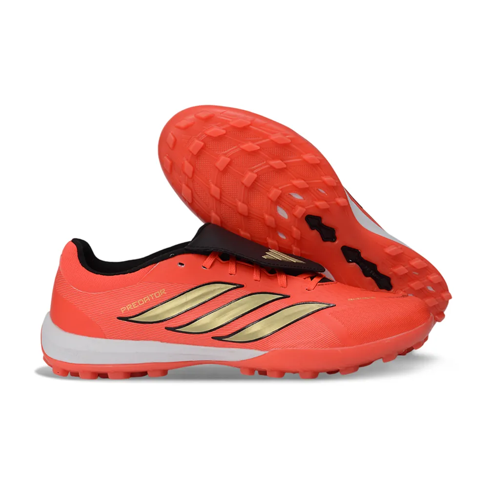 Chuteira Society Adidas Predator Tongue Elite 26 TF Laranja e Dourado