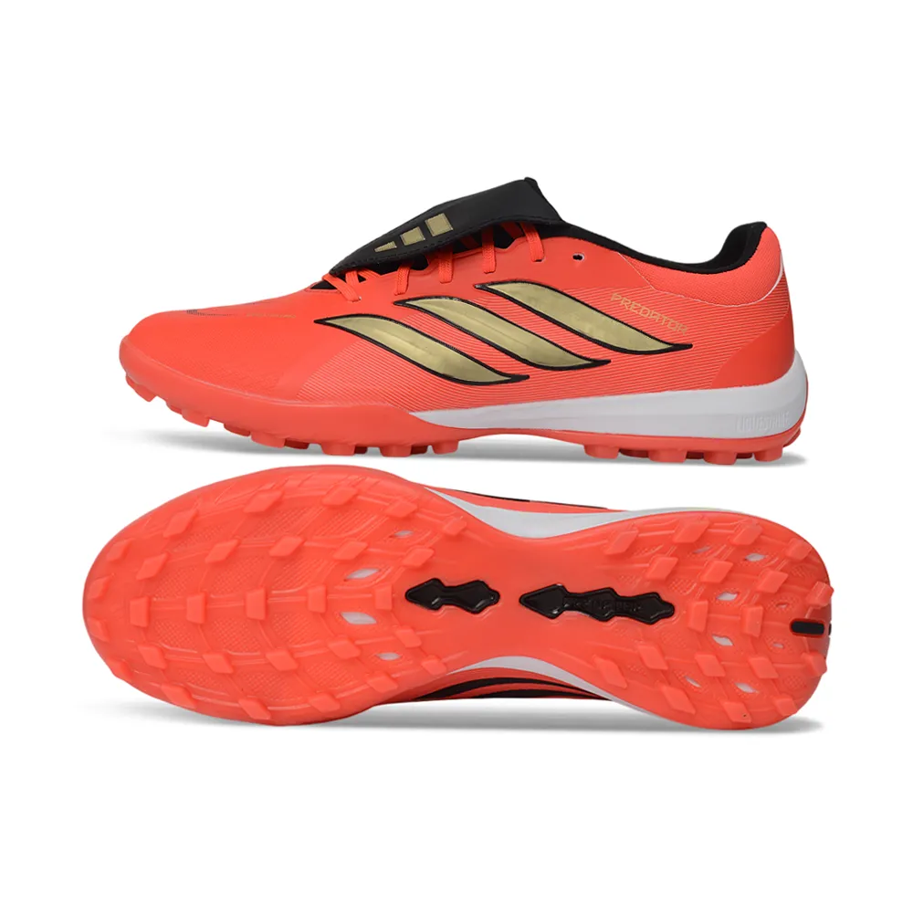 Chuteira Society Adidas Predator Tongue Elite 26 TF Laranja e Dourado