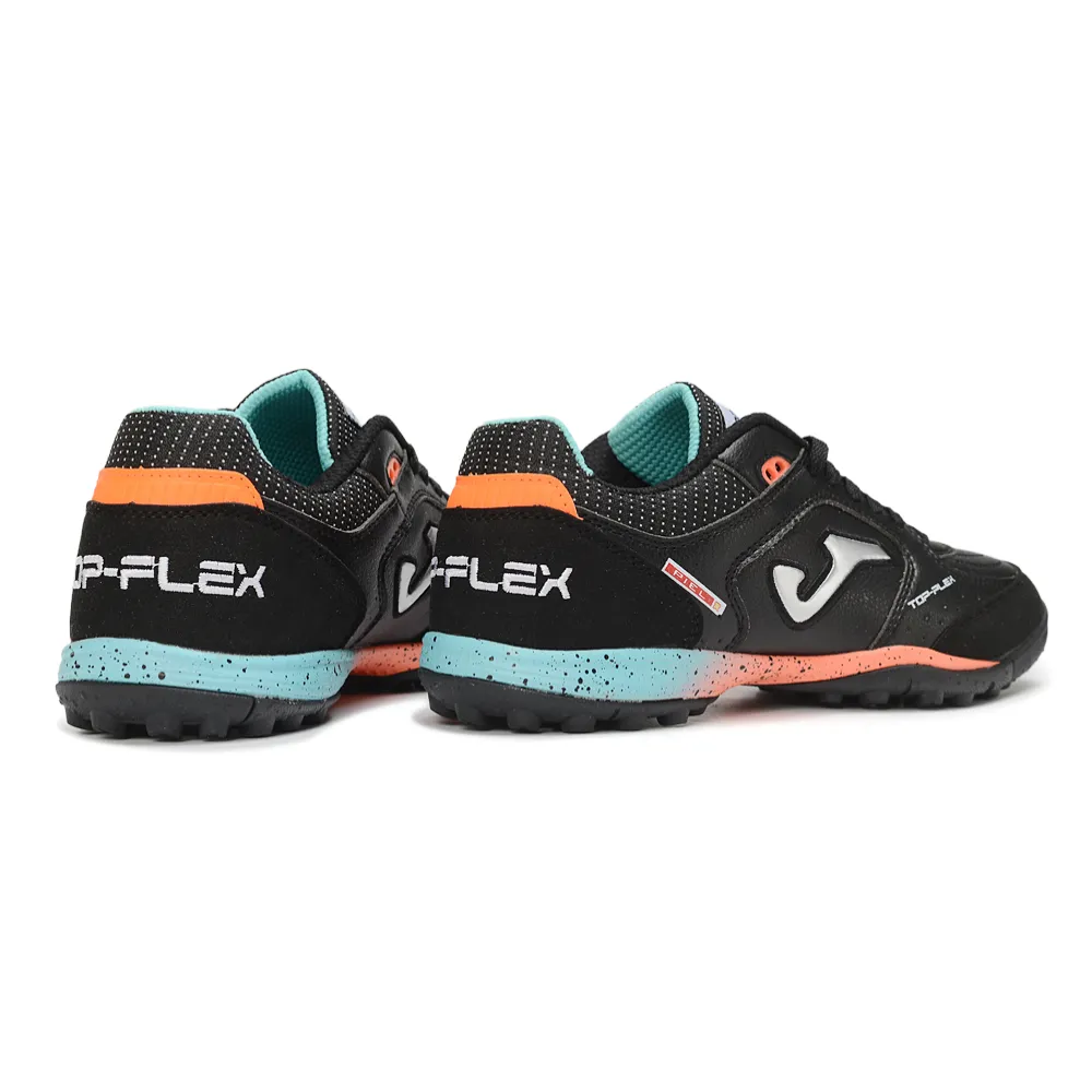 Chuteira Society Joma Top Flex TF Preto, Azul e Laranja
