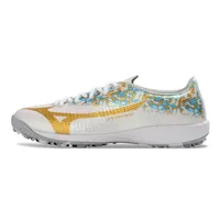 Chuteira Society Mizuno Alpha TF Branco e Dourado - imagem 1