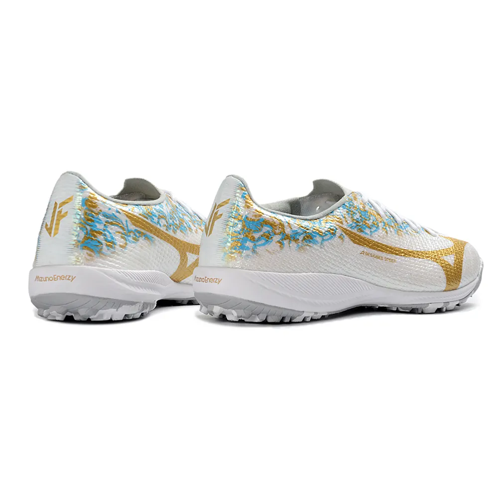 Chuteira Society Mizuno Alpha TF Branco e Dourado