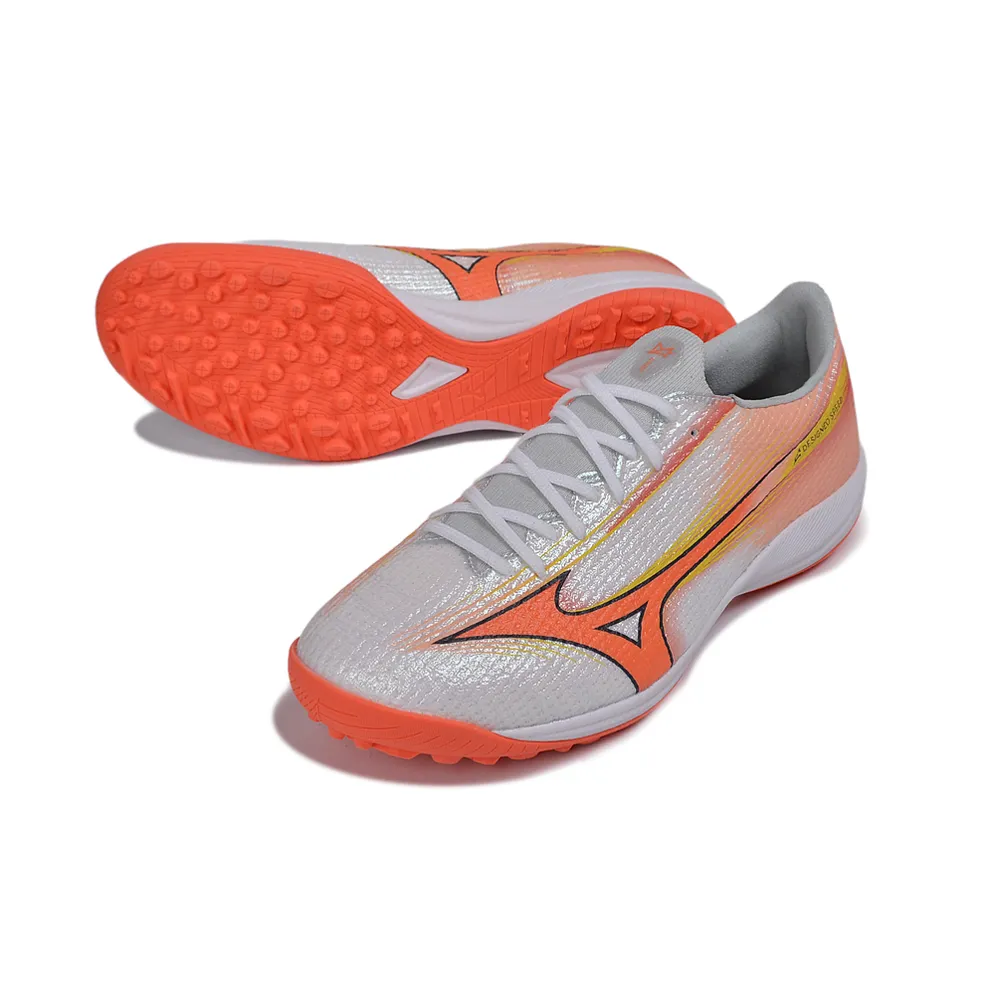 Chuteira Society Mizuno Alpha TF Branco e Laranja