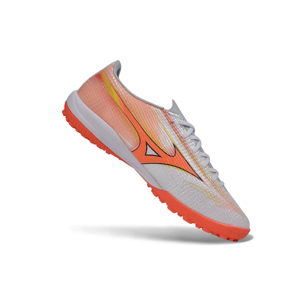 Chuteira Society Mizuno Alpha TF Branco e Laranja
