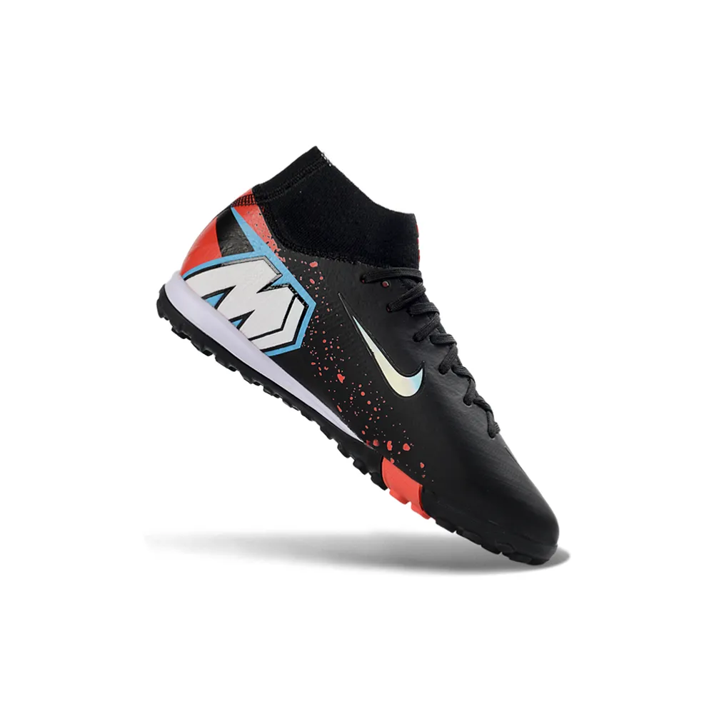 Chuteira Society Nike Air Zoom Mercurial Superfly 10 Elite TF Preto e Laranja