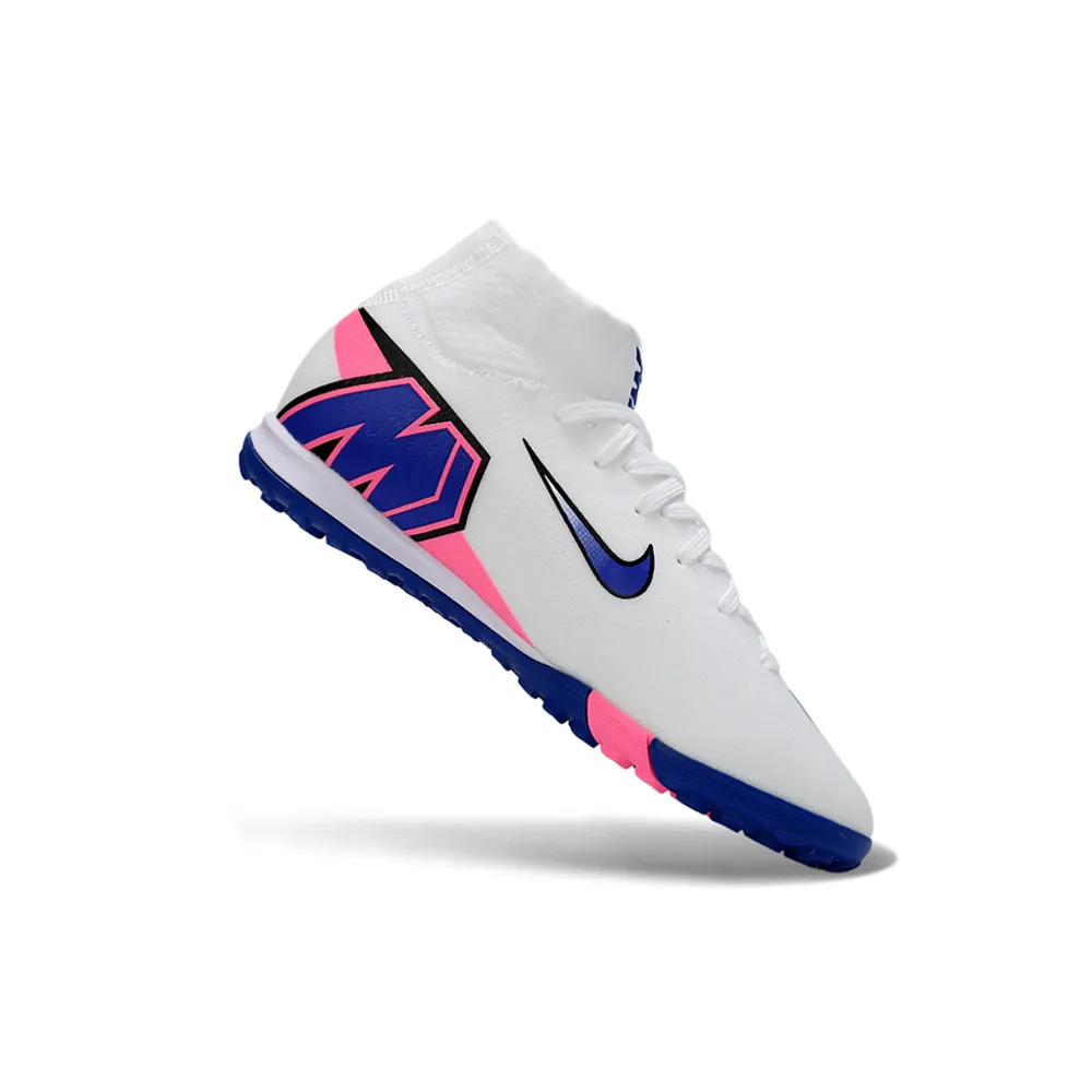 Chuteira Society Nike Air Zoom Mercurial Superfly 10 Elite TF Branco e Azul