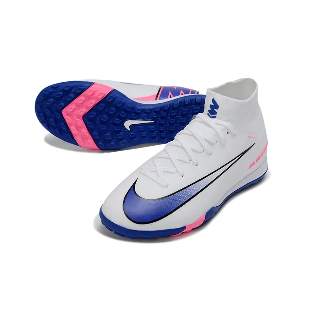 Chuteira Society Nike Air Zoom Mercurial Superfly 10 Elite TF Branco e Azul