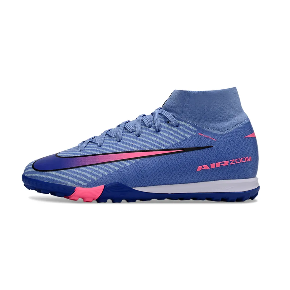 Chuteira Society Nike Air Zoom Mercurial Superfly 10 Elite TF Azul e Rosa