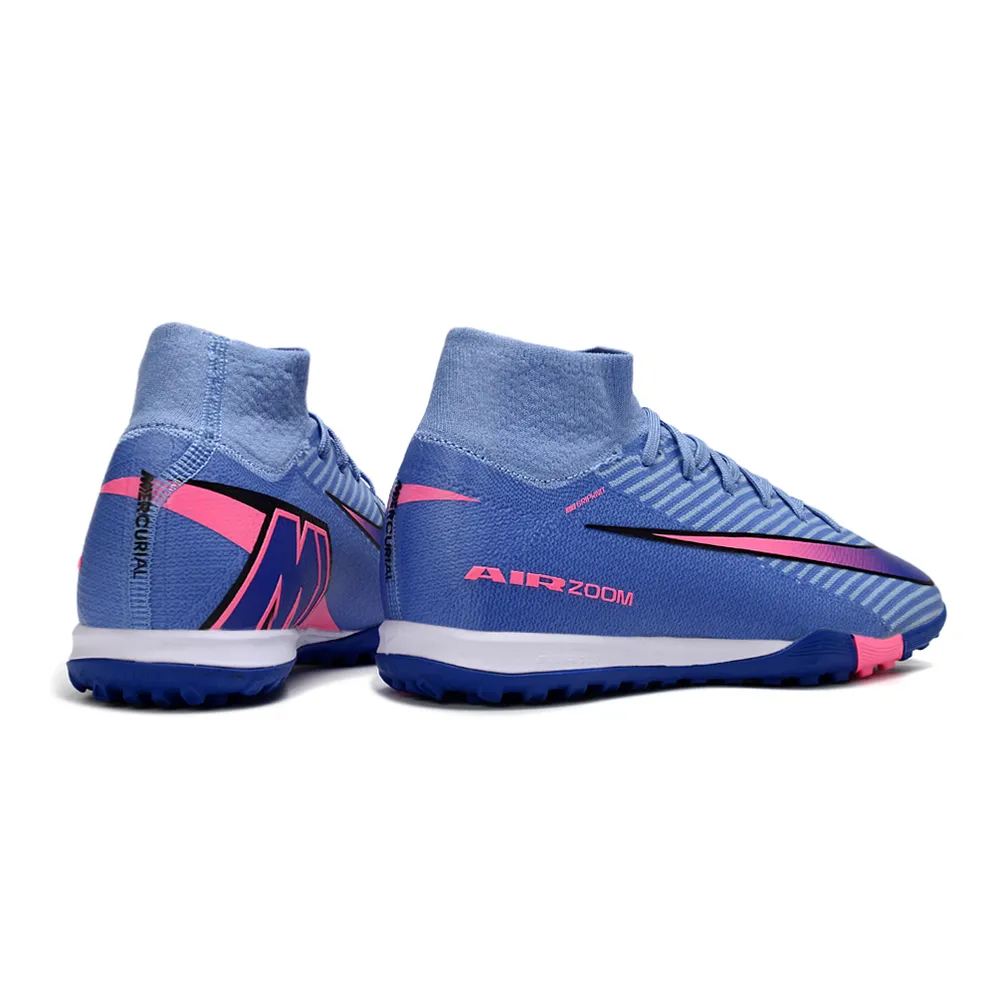 Chuteira Society Nike Air Zoom Mercurial Superfly 10 Elite TF Azul e Rosa