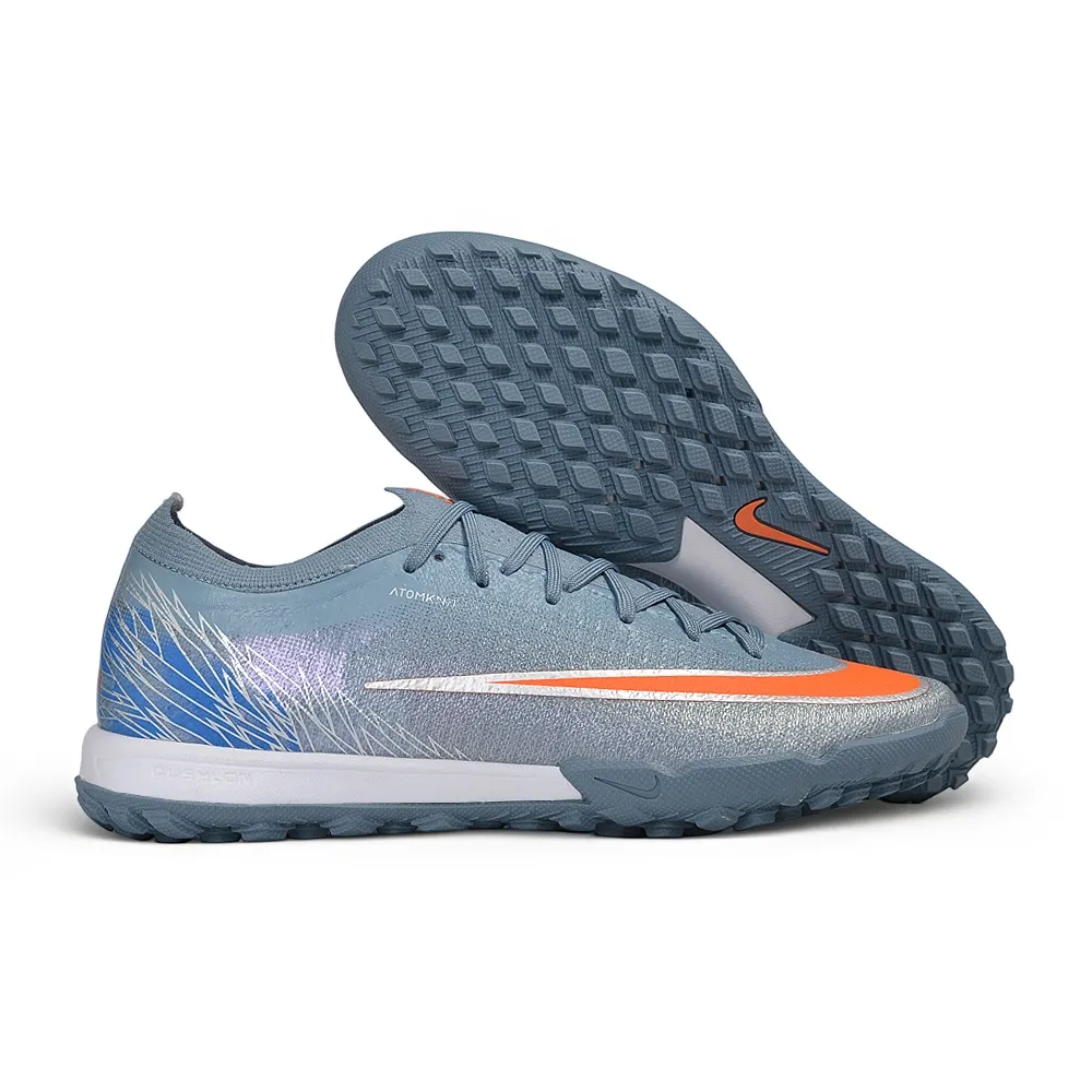 Chuteira Society Nike Mercurial Vapor 17 Elite TF Cinza e Laranja