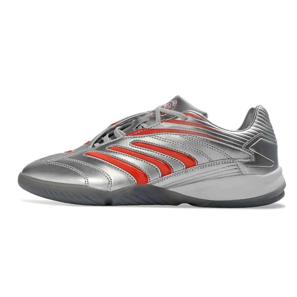 Chuteira Futsal Adidas Predator Precision IC Prata e Vermelho