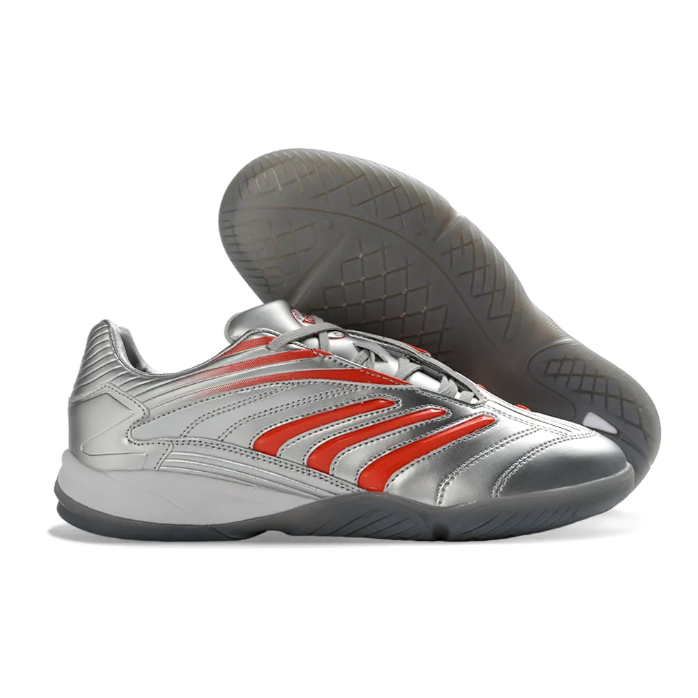 Chuteira Futsal Adidas Predator Precision IC Prata e Vermelho