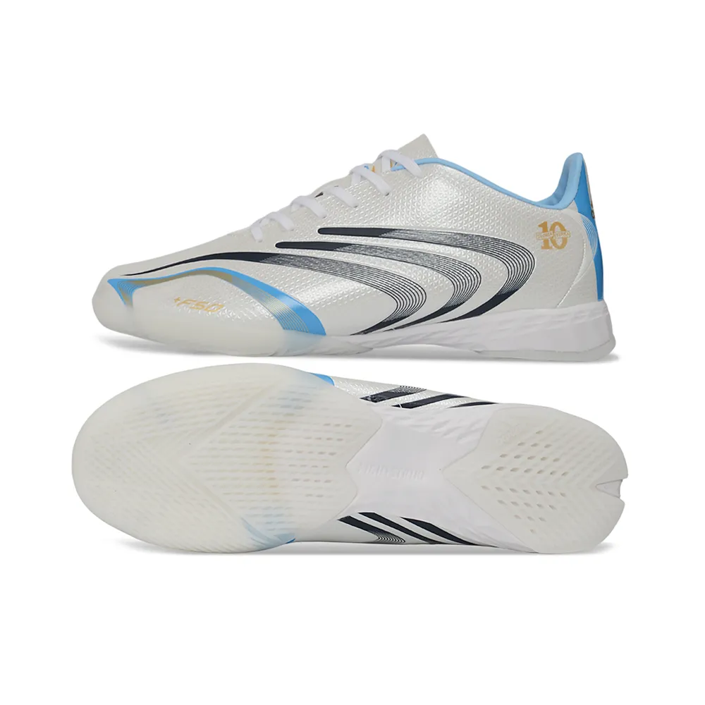Chuteira Futsal Adidas F50 Spider IC Branco, Azul e Preto - Messi