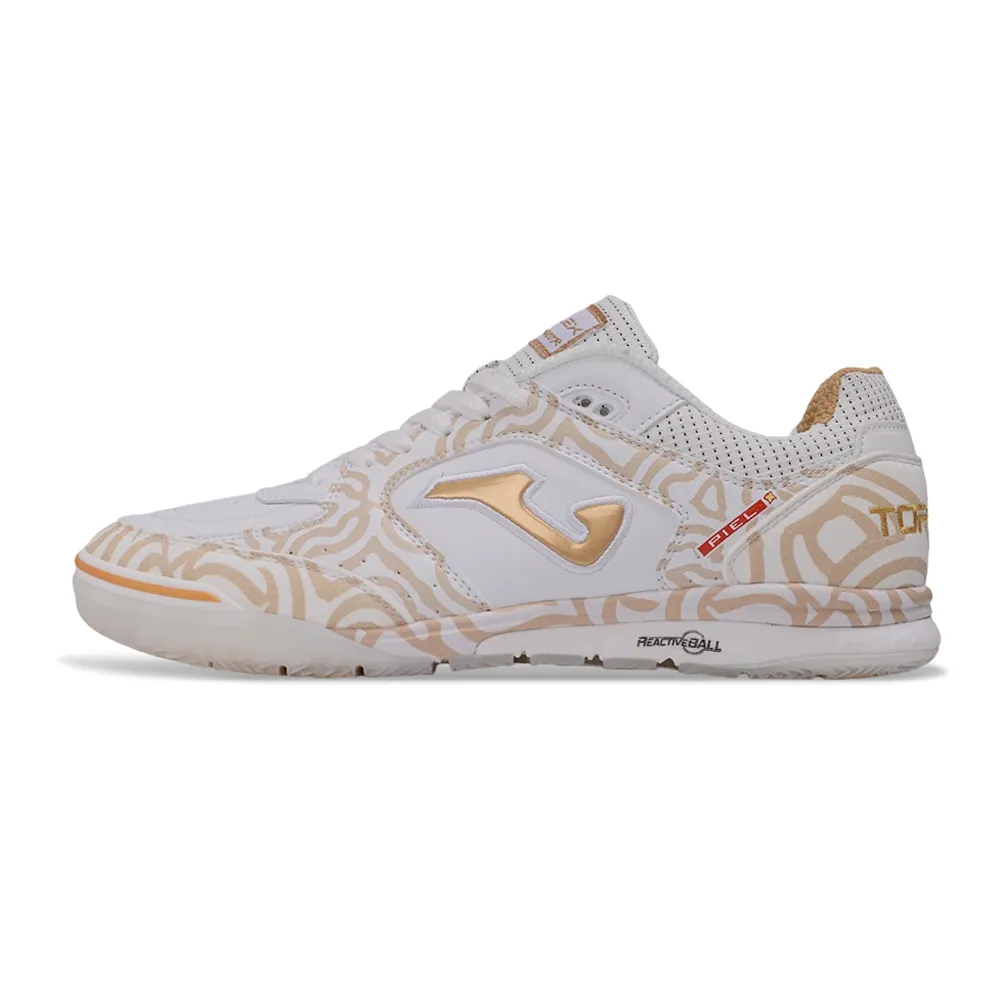 Chuteira Futsal Joma Regate Rebound IC Branco e Dourado