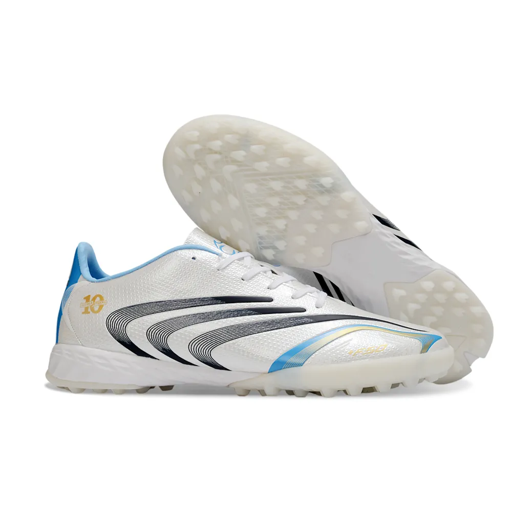 Chuteira Society Adidas F50 Spider TF Branco, Azul e Preto - Messi