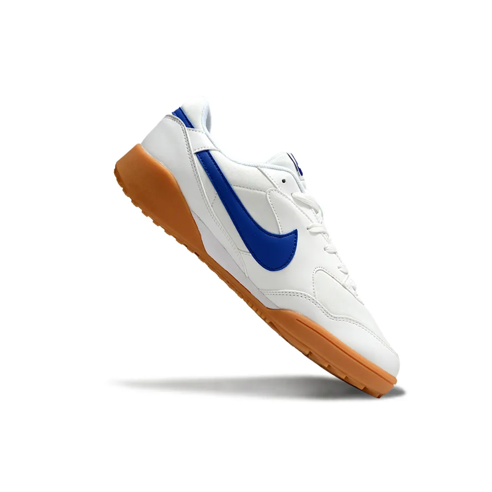 Chuteira Society Nike Terra Manta TF Branco e Azul