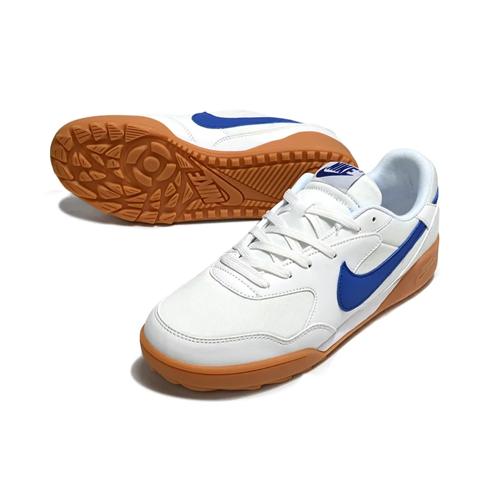 Chuteira Society Nike Terra Manta TF Branco e Azul