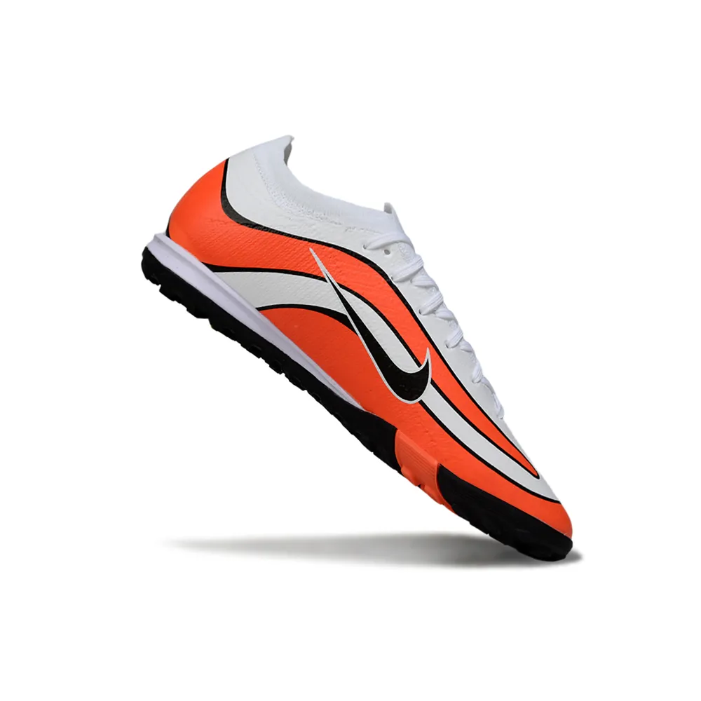 Chuteira Society Nike Air Zoom Mercurial Vapor 16 Elite TF Branco e Laranja