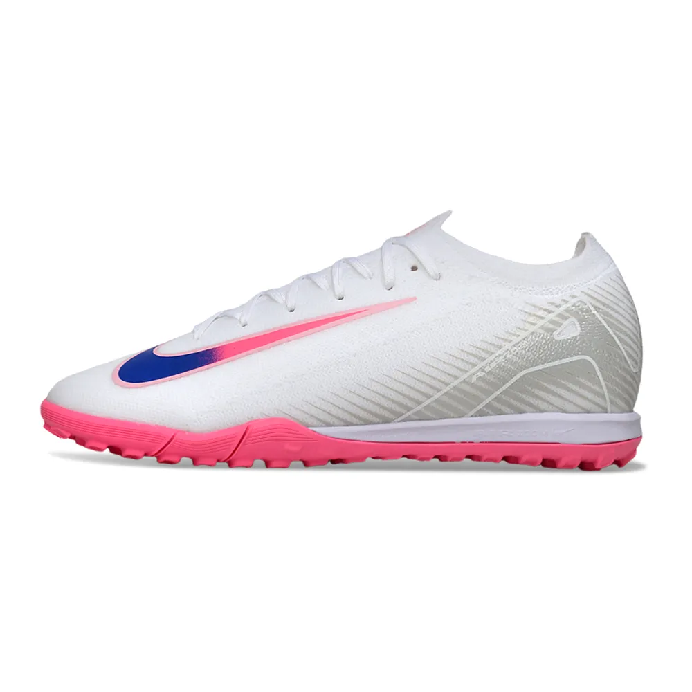 Chuteira Society Nike Air Zoom Mercurial Vapor 16 Elite TF Branco, Rosa e Azul