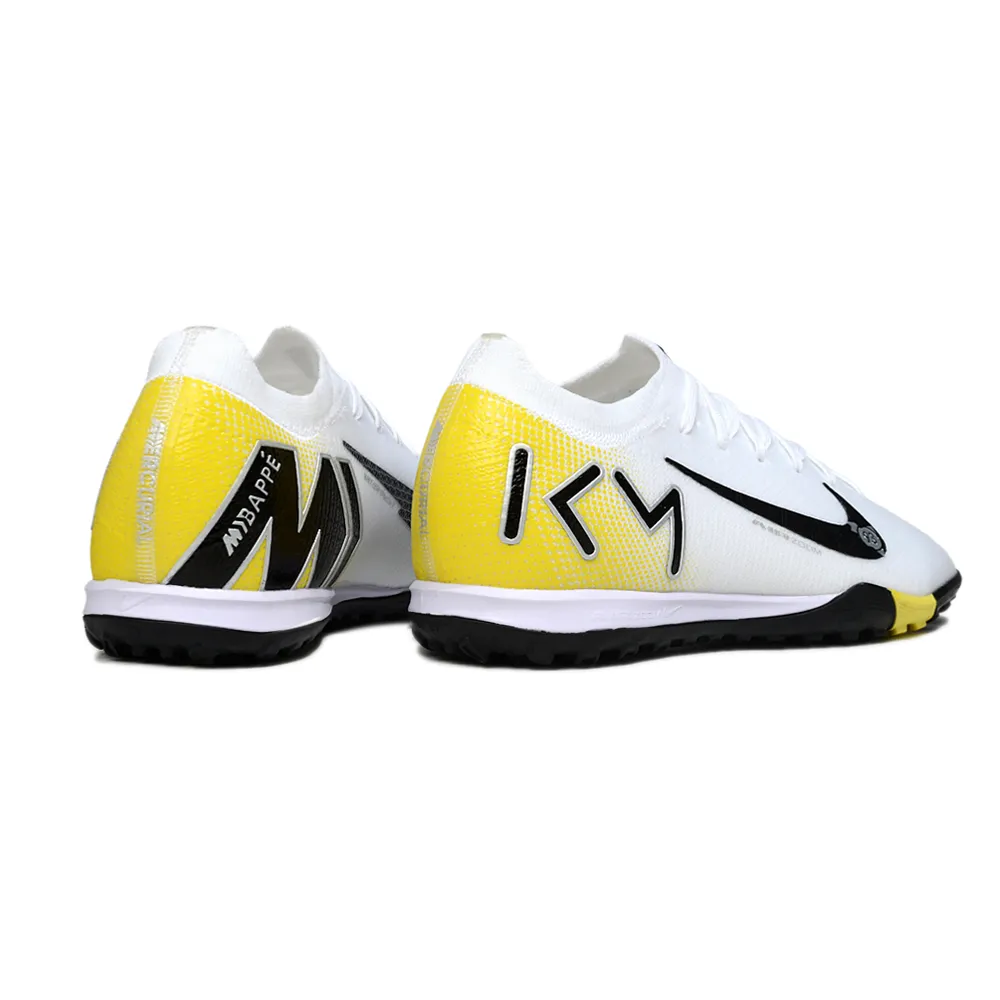 Chuteira Society Nike Air Zoom Mercurial Vapor 16 Elite TF Branco, Preto e Amarelo