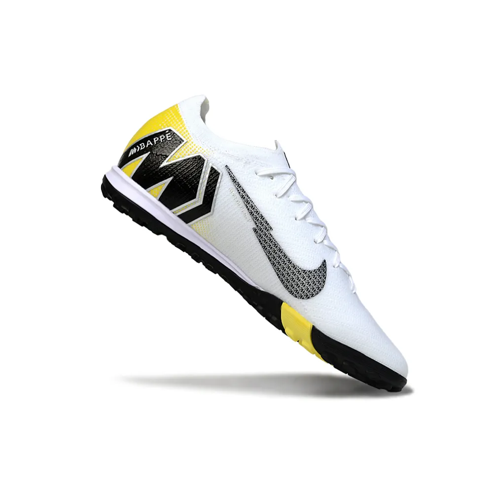 Chuteira Society Nike Air Zoom Mercurial Vapor 16 Elite TF Branco, Preto e Amarelo