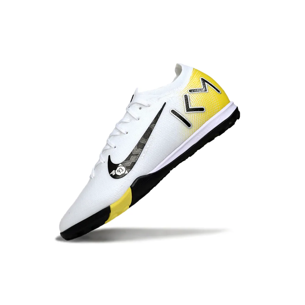 Chuteira Society Nike Air Zoom Mercurial Vapor 16 Elite TF Branco, Preto e Amarelo