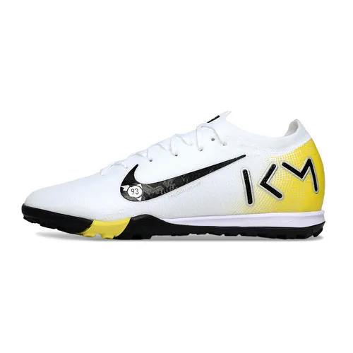 Chuteira Society Nike Air Zoom Mercurial Vapor 16 Elite TF Branco, Preto e Amarelo