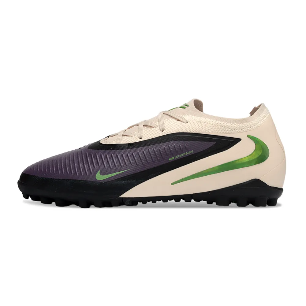 Chuteira Society Nike Phantom ReactX 6 Pro TF Preto, Bege e Verde