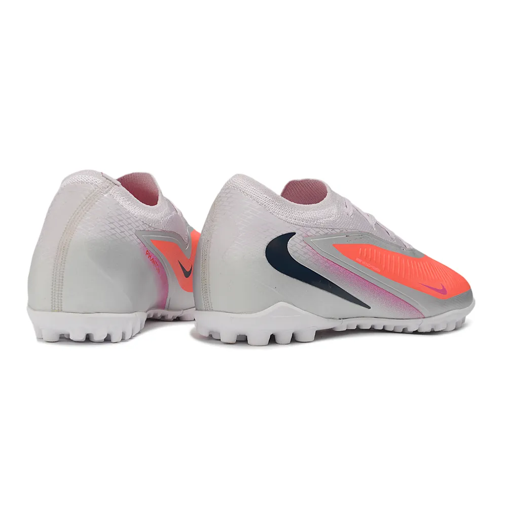 Chuteira Society Nike Phantom ReactX 6 Pro TF Prata e Laranja