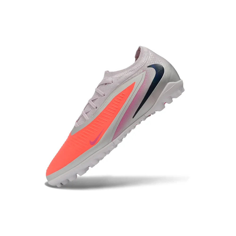 Chuteira Society Nike Phantom ReactX 6 Pro TF Prata e Laranja