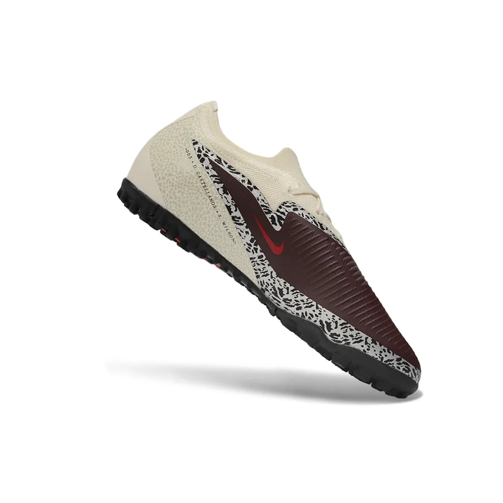 Chuteira Society Nike Phantom ReactX 6 Pro TF Bege e Vermelho