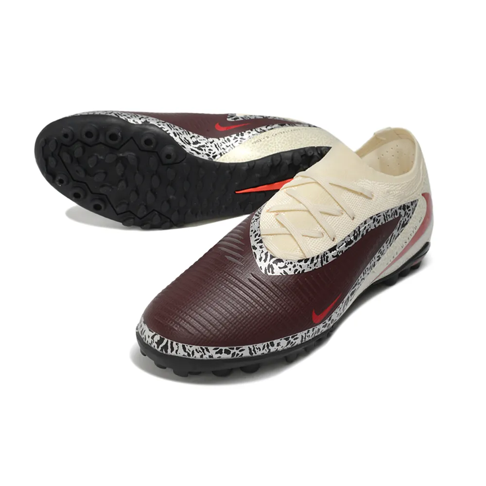 Chuteira Society Nike Phantom ReactX 6 Pro TF Bege e Vermelho