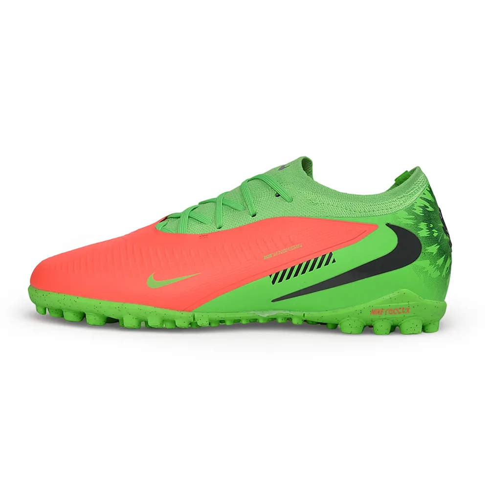 Chuteira Society Nike Phantom ReactX 6 Pro TF Verde e Laranja