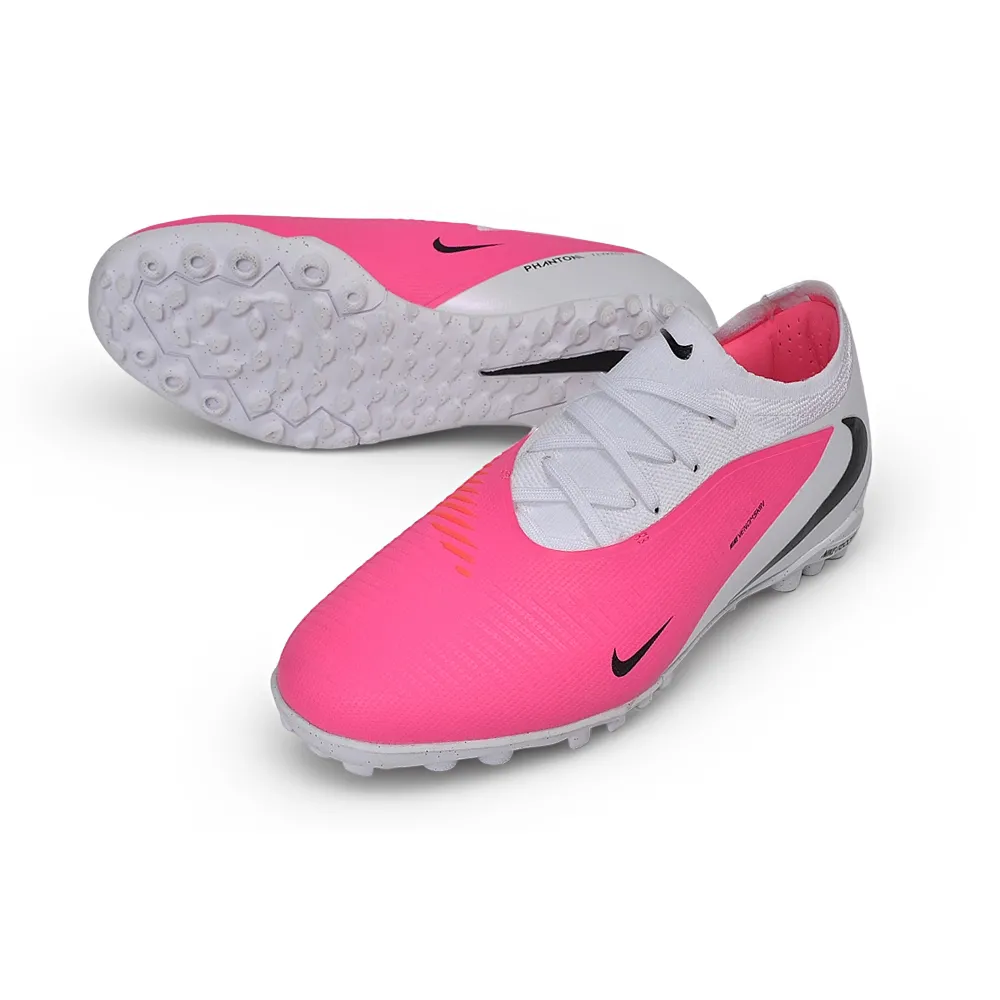 Chuteira Society Nike Phantom ReactX 6 Pro TF Branco e Rosa