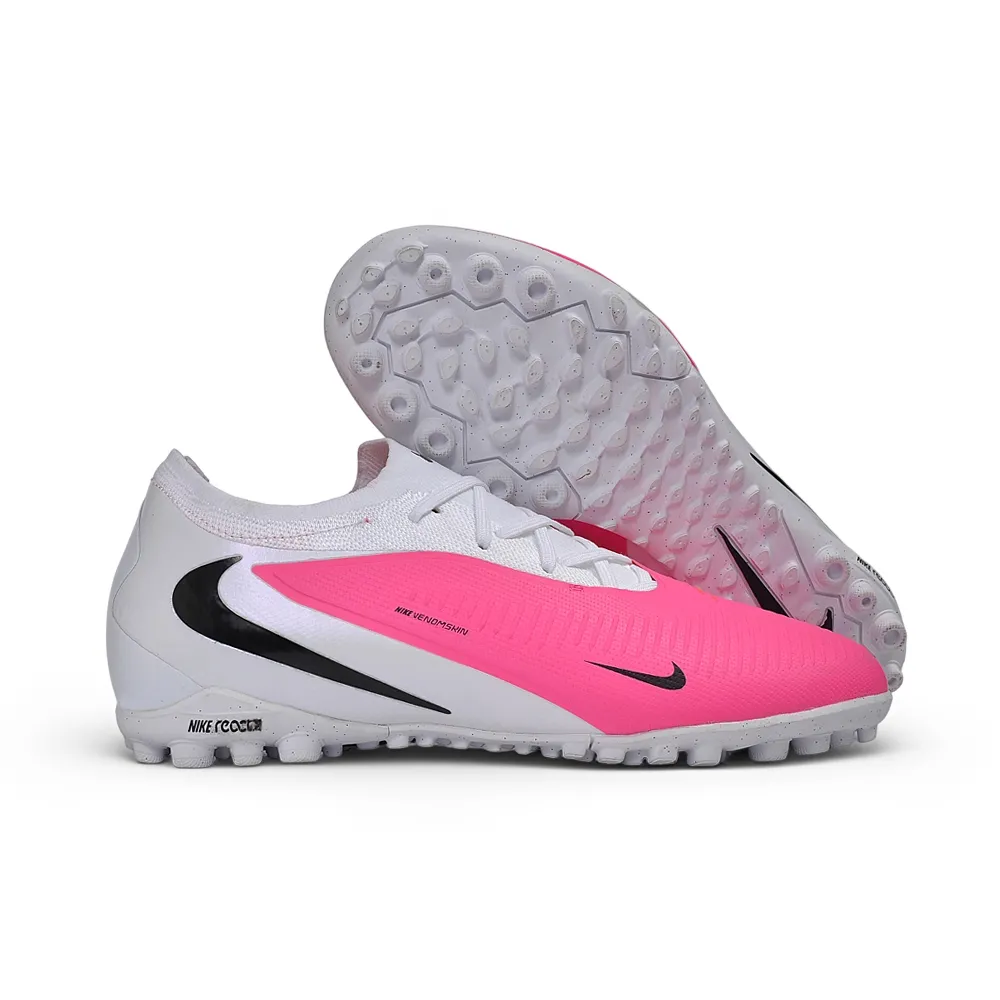 Chuteira Society Nike Phantom ReactX 6 Pro TF Branco e Rosa