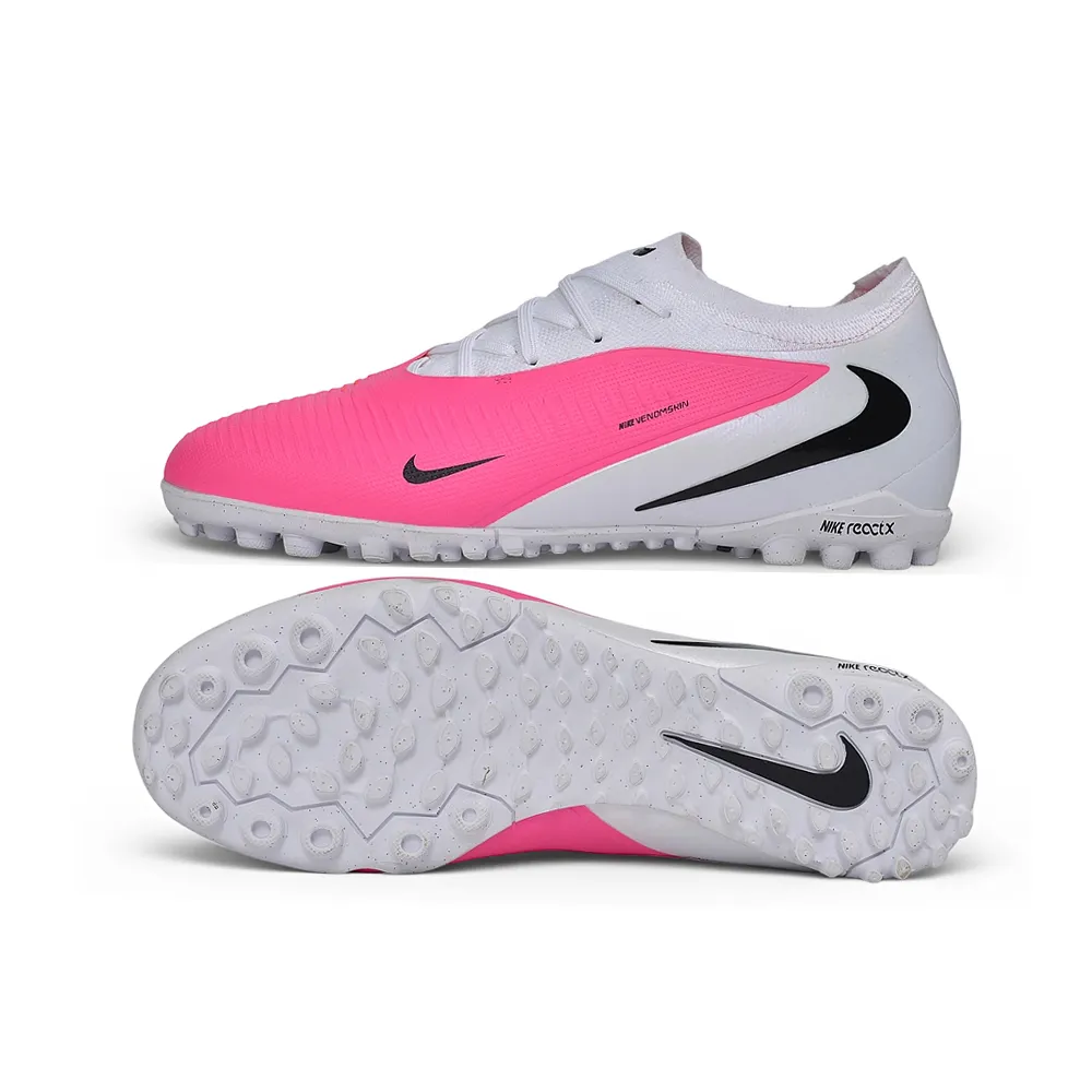 Chuteira Society Nike Phantom ReactX 6 Pro TF Branco e Rosa