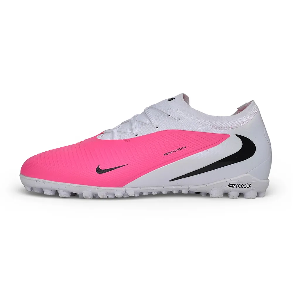 Chuteira Society Nike Phantom ReactX 6 Pro TF Branco e Rosa