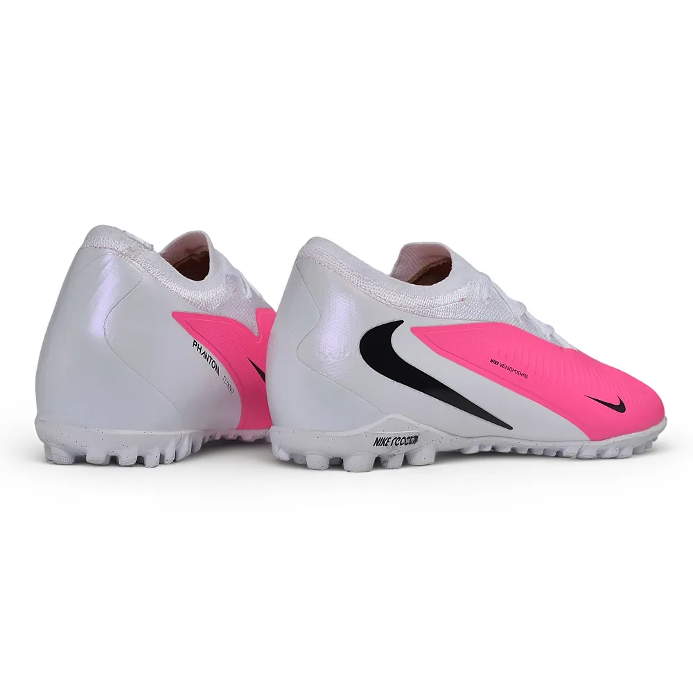 Chuteira Society Nike Phantom ReactX 6 Pro TF Branco e Rosa