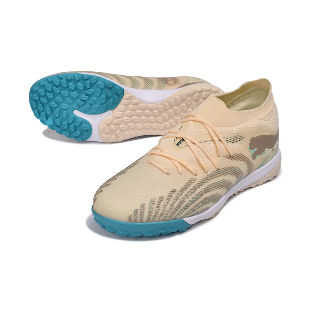 Chuteira Society Puma Future 9 TF Bege e Azul