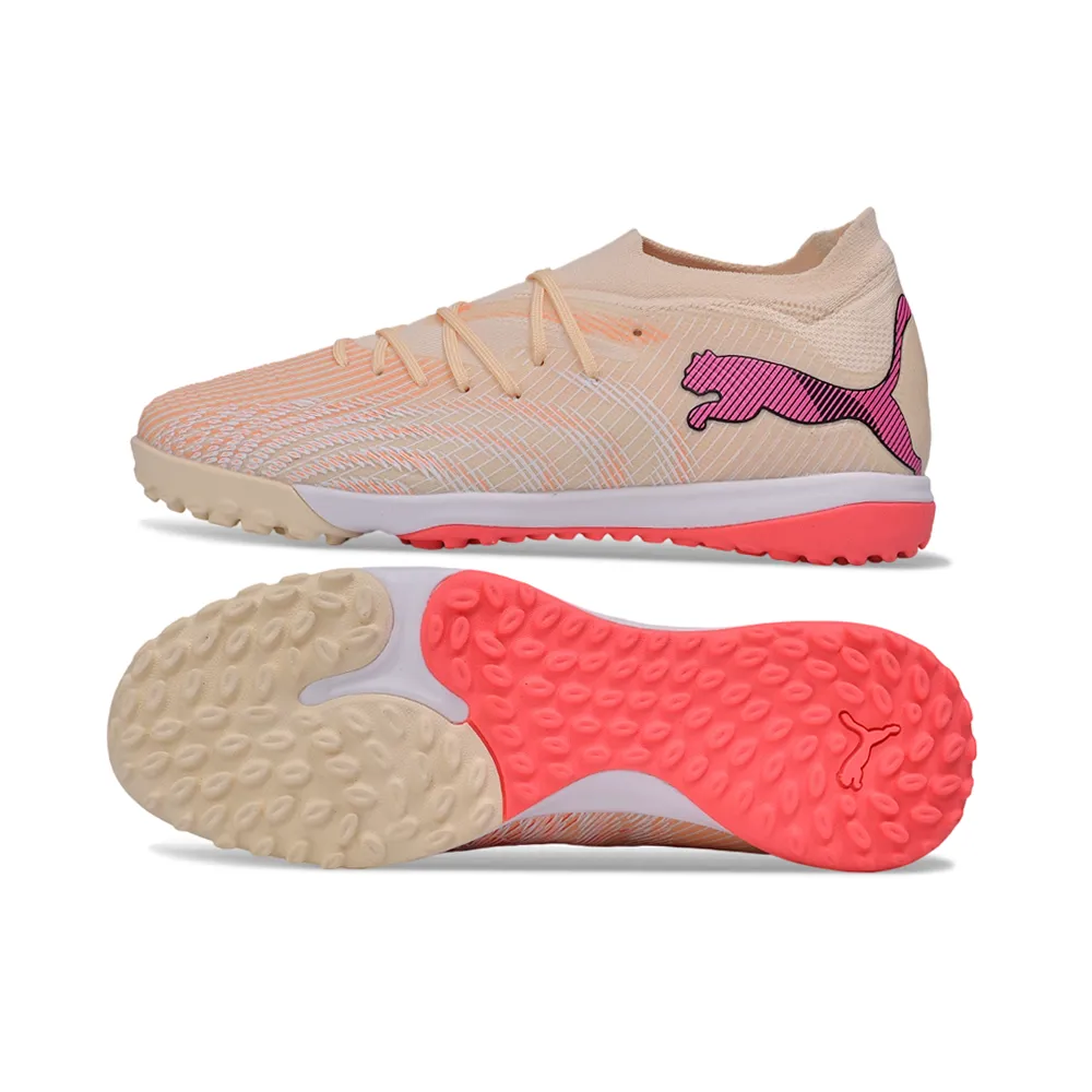 Chuteira Society Puma Future 9 TF Bege e Rosa